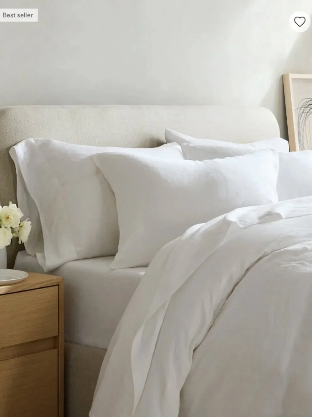 New! European Linen Duvet Cover Set, Full / Queen, White